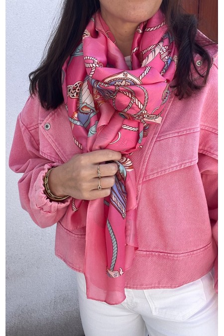 Foulard satiné rose