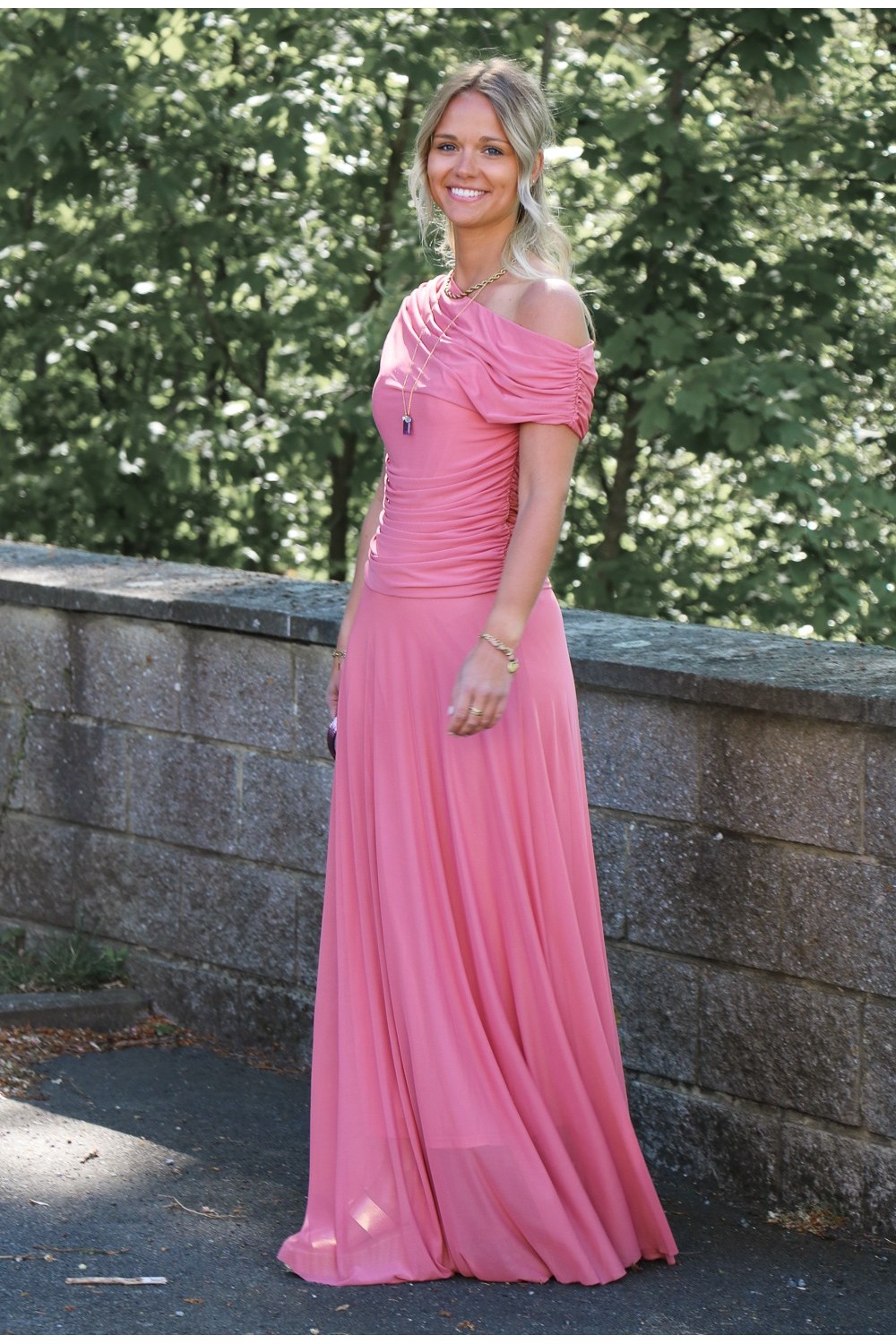 Robe longue Saly rose