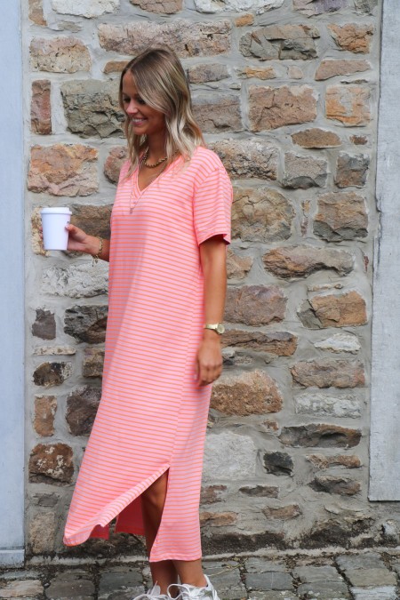 Robe Pauline rayée orange