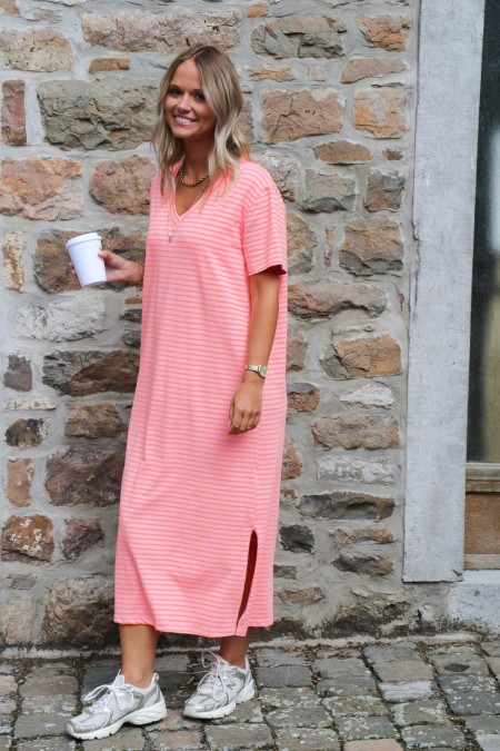 Robe Pauline rayée orange