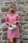 Robe courte en jeans avec fines rayures