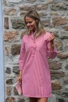 Robe courte en jeans avec fines rayures