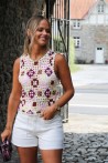 Top en crochet jaune et rose