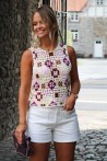 Top en crochet jaune et rose