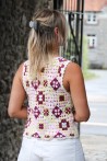 Top en crochet jaune et rose
