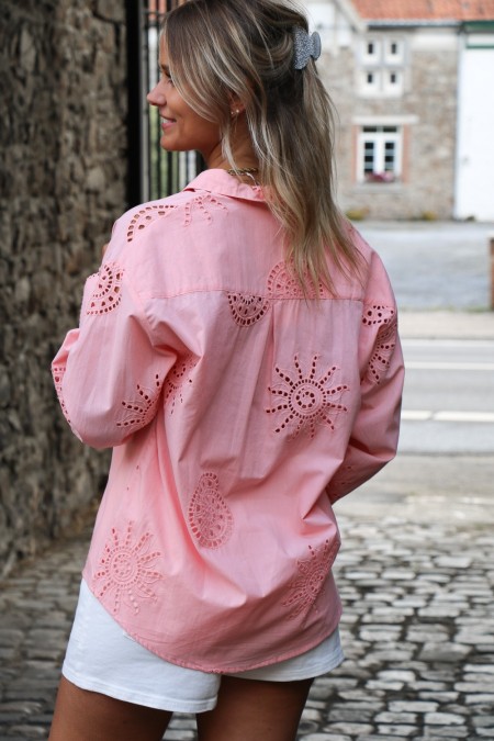 Chemisier corail avec broderies