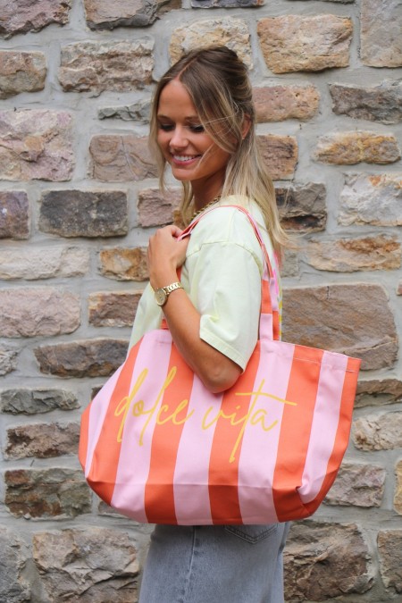 Tote bag rayé "Dolce Vita"