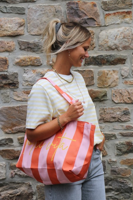 Tote bag rayé "Dolce Vita"