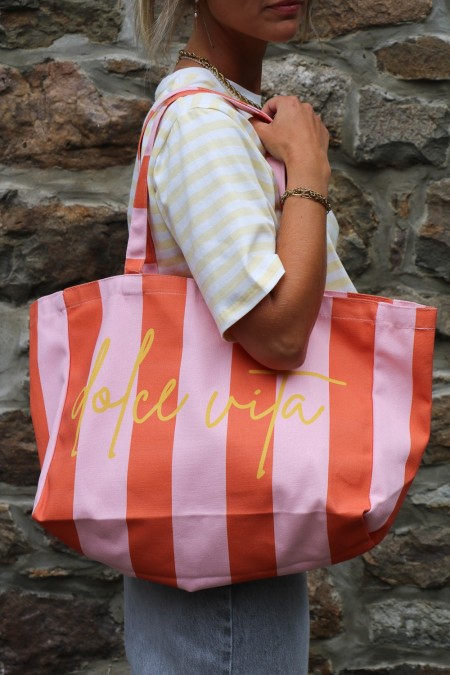 Tote bag rayé "Dolce Vita"