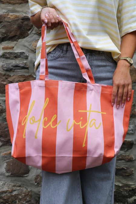 Tote bag rayé "Dolce Vita"