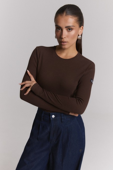 T-shirt longues manches marron ALIX