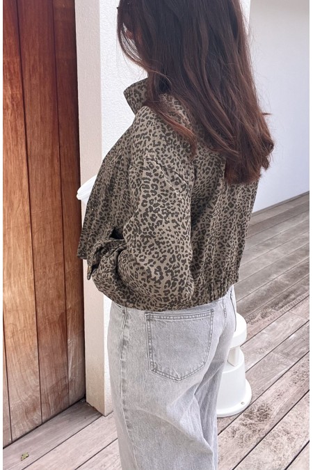 Veste léopard kaki