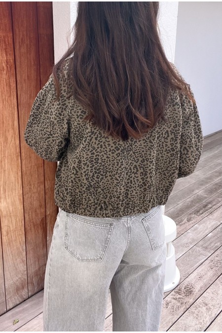 Veste léopard kaki