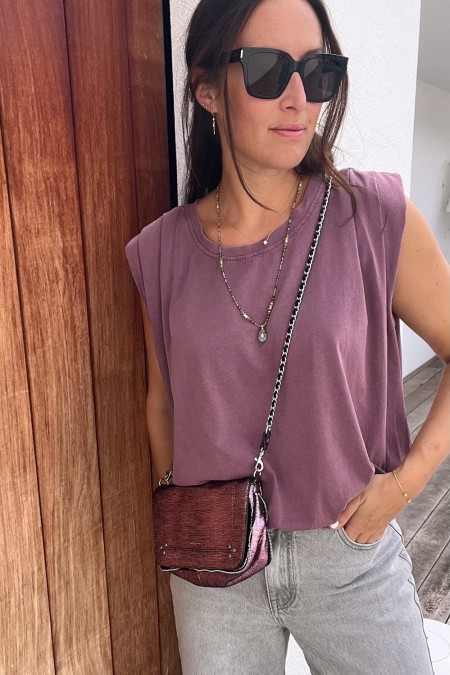 T-shirt mauve délavé