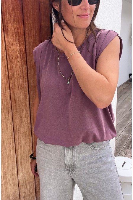 T-shirt mauve délavé