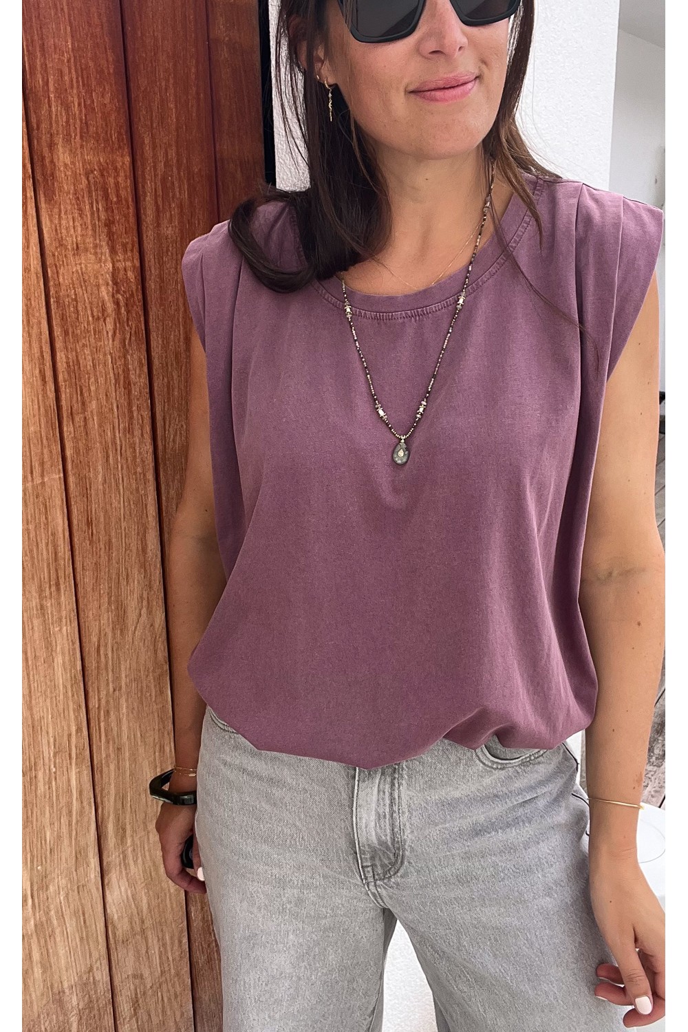 T-shirt mauve délavé