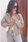 Veste beige à carreaux