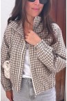 Veste beige à carreaux