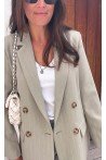 Blazer vert sauge à fines rayures