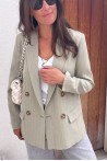 Blazer vert sauge à fines rayures