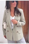 Blazer vert sauge à fines rayures