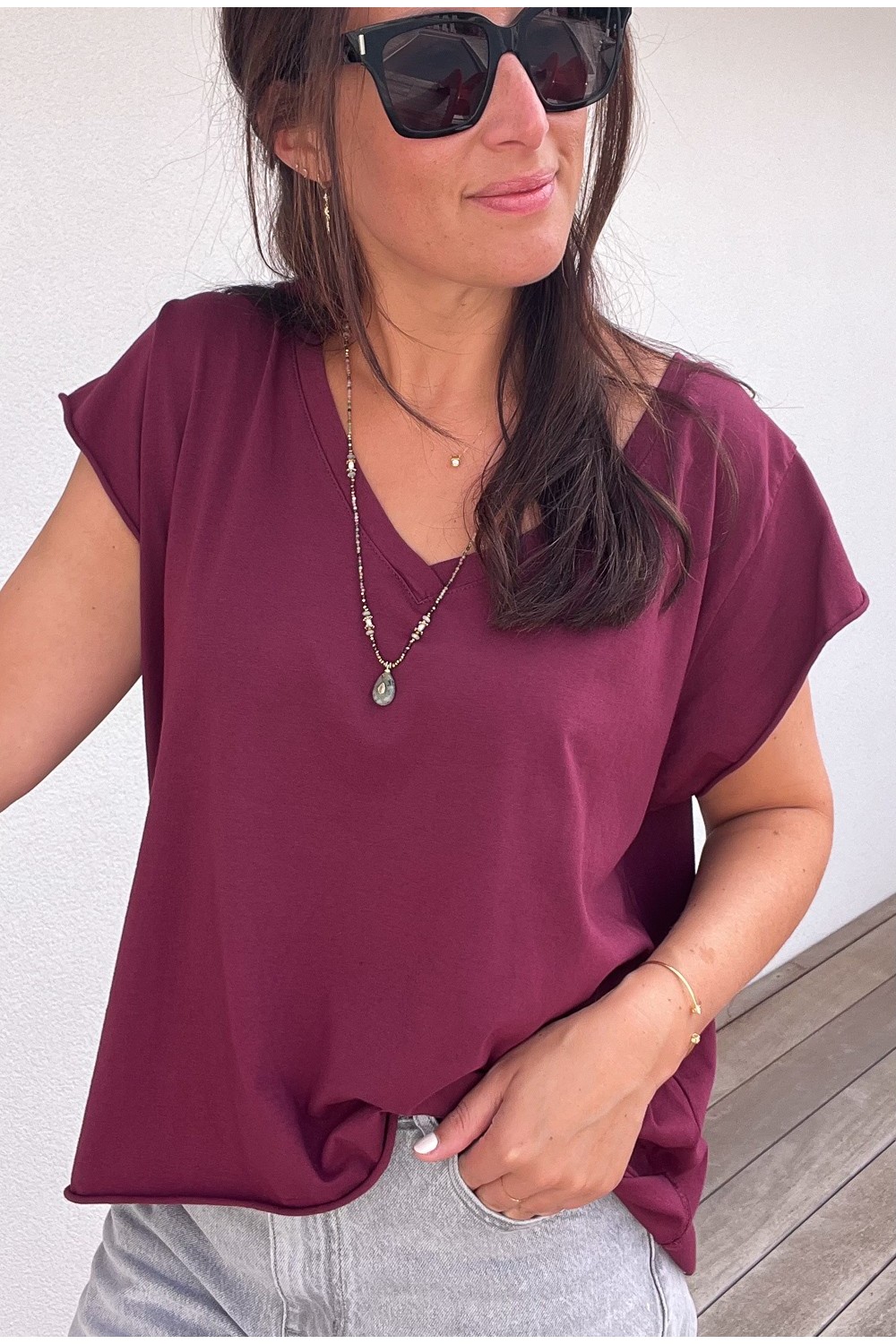 T-shirt Adeline bordeaux