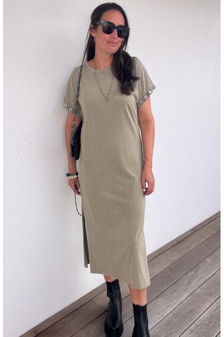 Robe longue kaki avec détail