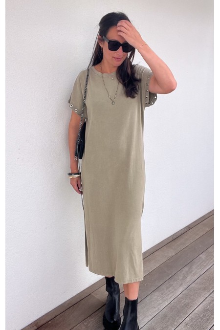 Robe longue kaki avec détail