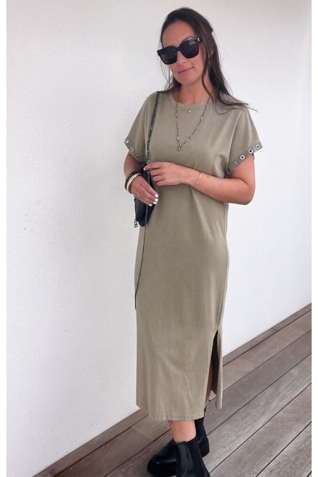 Robe longue kaki avec détail