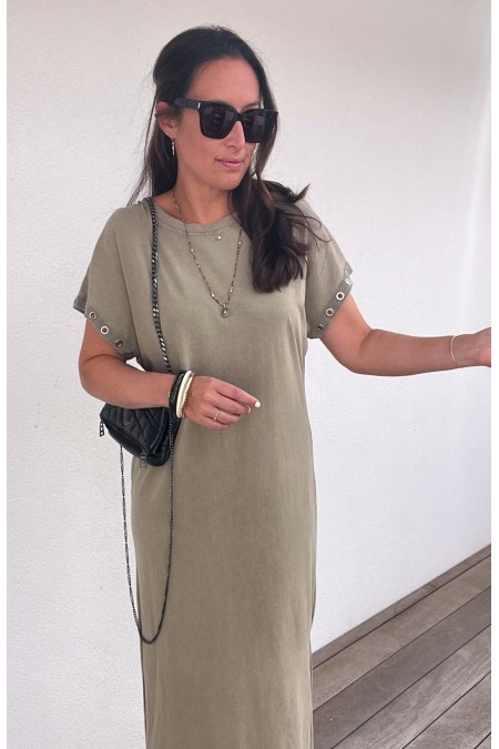Robe longue kaki avec détail