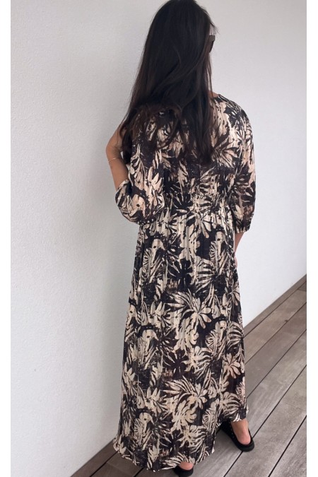 Robe longue noire et dorée
