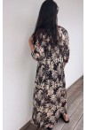 Robe longue noire et dorée