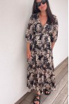 Robe longue noire et dorée