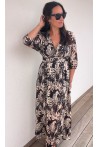 Robe longue noire et dorée