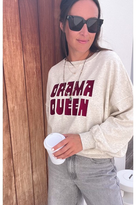 Sweat Drama Queen gris clair