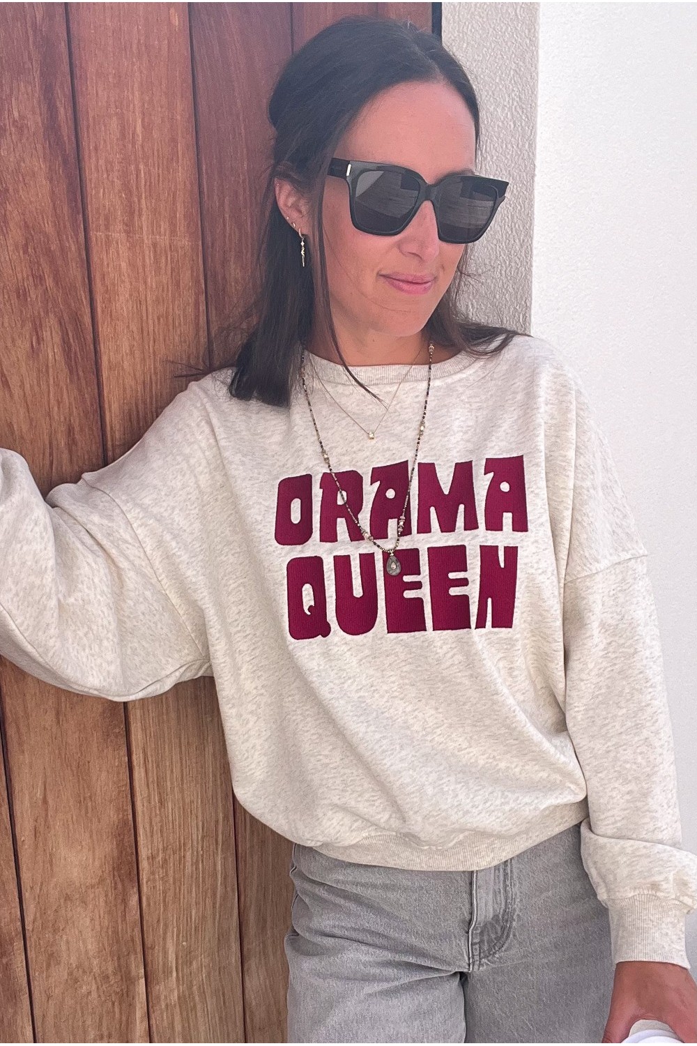 Sweat Drama Queen gris clair