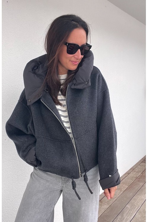 Veste grise bi-matière