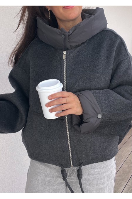 Veste grise bi-matière