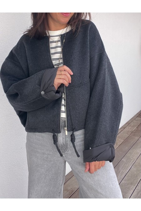 Veste grise bi-matière
