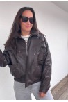 Veste marron en simili cuir