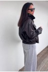 Veste marron en simili cuir