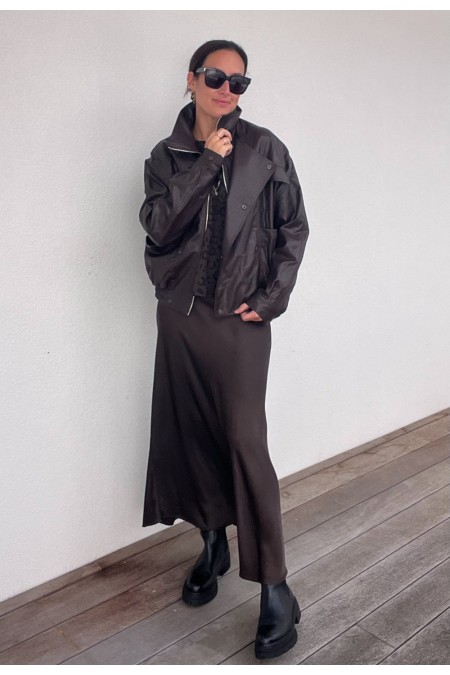 Veste marron en simili cuir