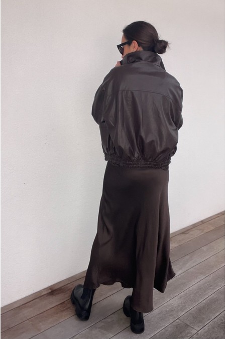 Veste marron en simili cuir