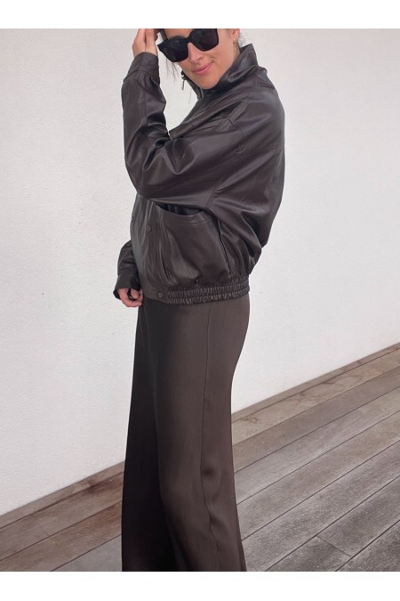 Veste marron en simili cuir