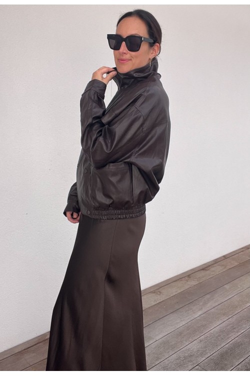 Veste marron en simili cuir