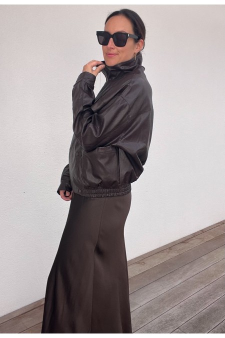 Veste marron en simili cuir