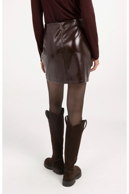 Jupe courte bordeaux simili YAYA