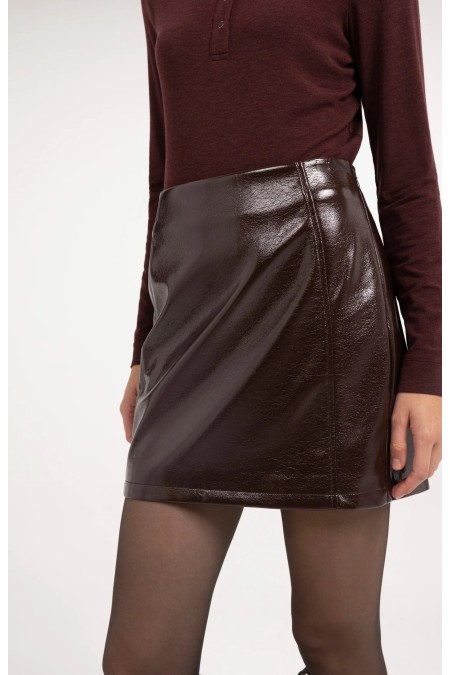 Jupe courte bordeaux simili YAYA