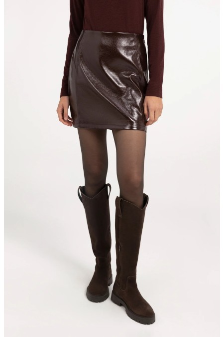 Jupe courte bordeaux simili YAYA
