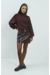 Jupe courte bordeaux simili YAYA